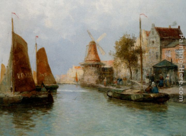 Boats by the Riverbank painting - Carl Wagner Boats by the Riverbank art painting